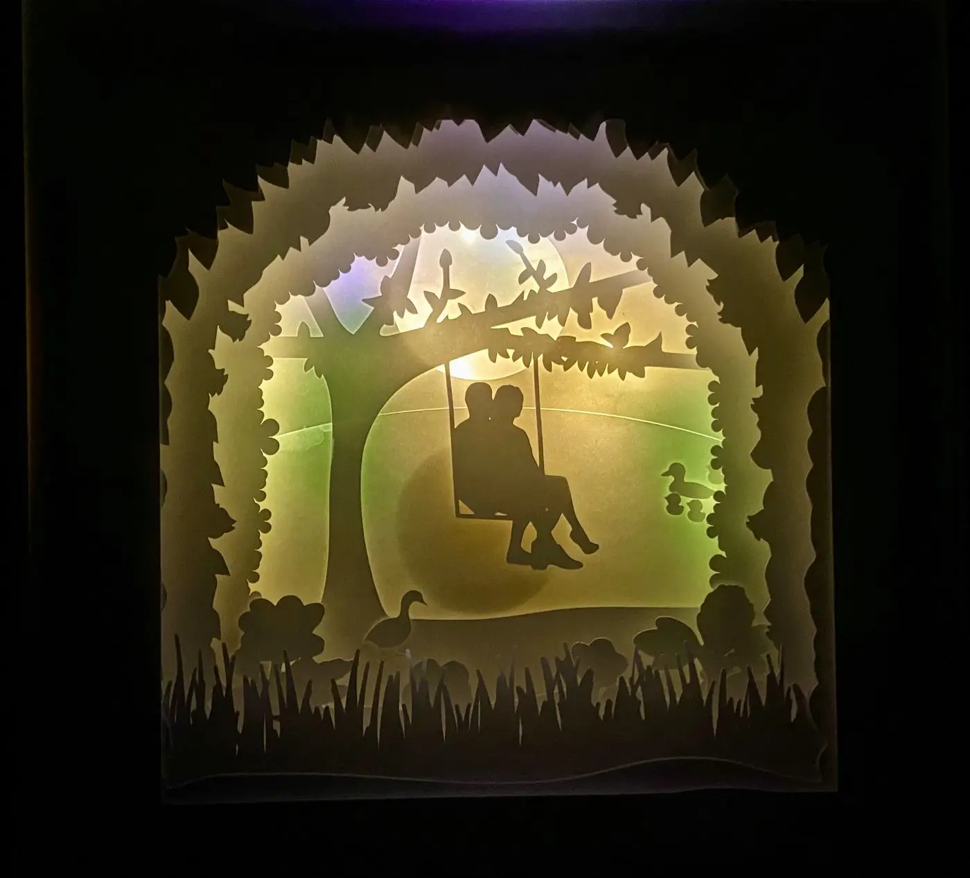 3D Light Shadow Box: Couple on Swing, handmade in Waterloo