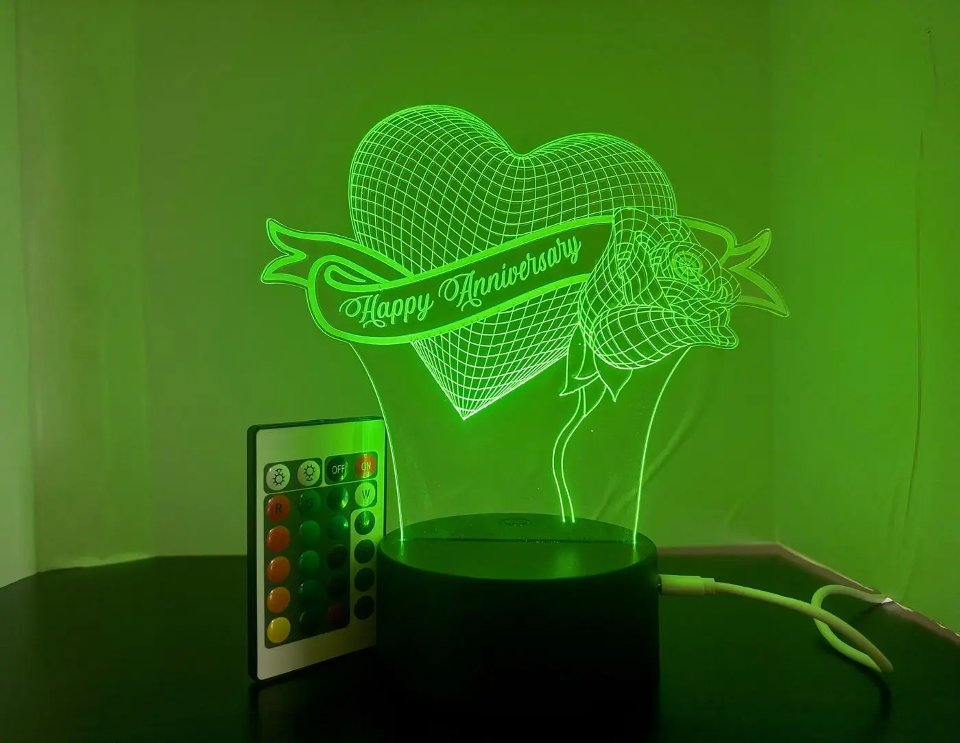 Acrylic LED lamp with a couple and the words I love you, made by Krishacraft in Waterloo