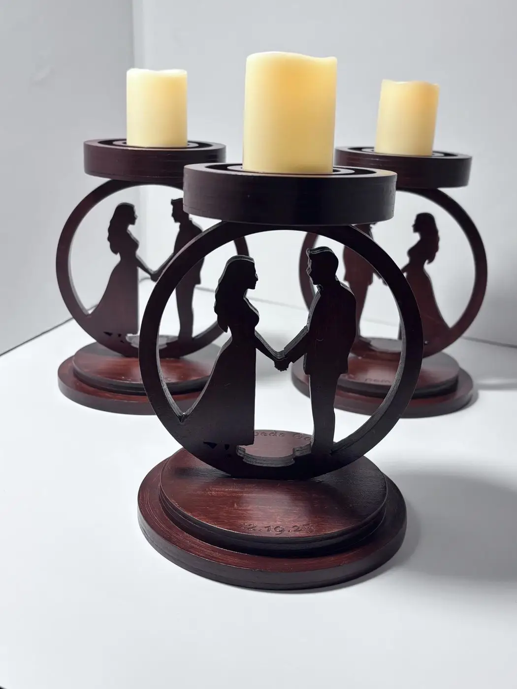 Romantic Couple Silhouette Candle Holder – Handmade Wooden Gift, handmade in Waterloo